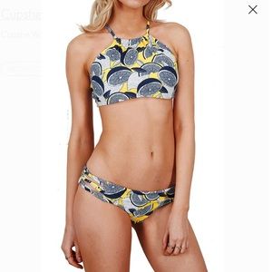 Cupshe Lemon Print Bikini - Size Small